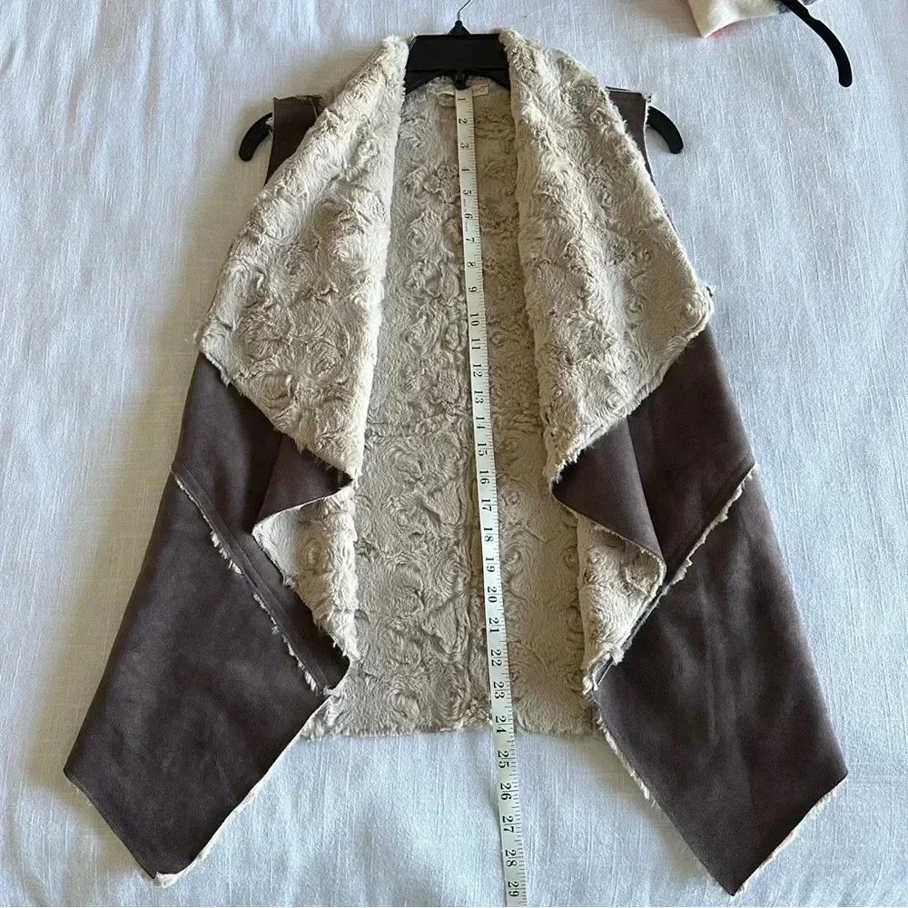 Faux Leather Womens S Open Front Vest Boho Western Country Equestrian Cowgirl - Picture 4 of 10